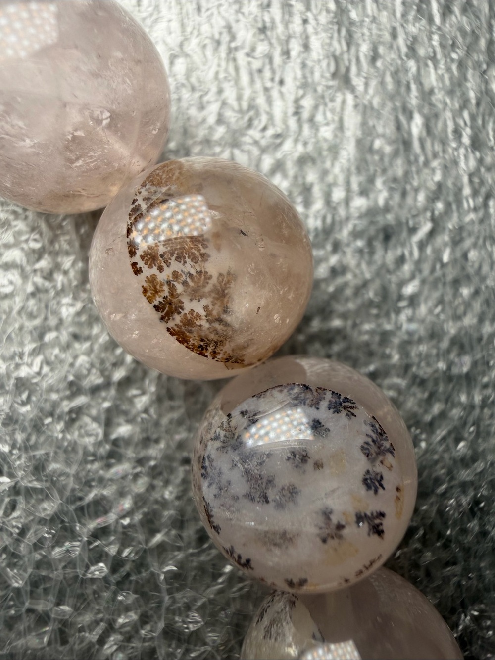 Gorgeous Rare 13MM Dendritic Rose Quartz Natural Crystal Bracelet
